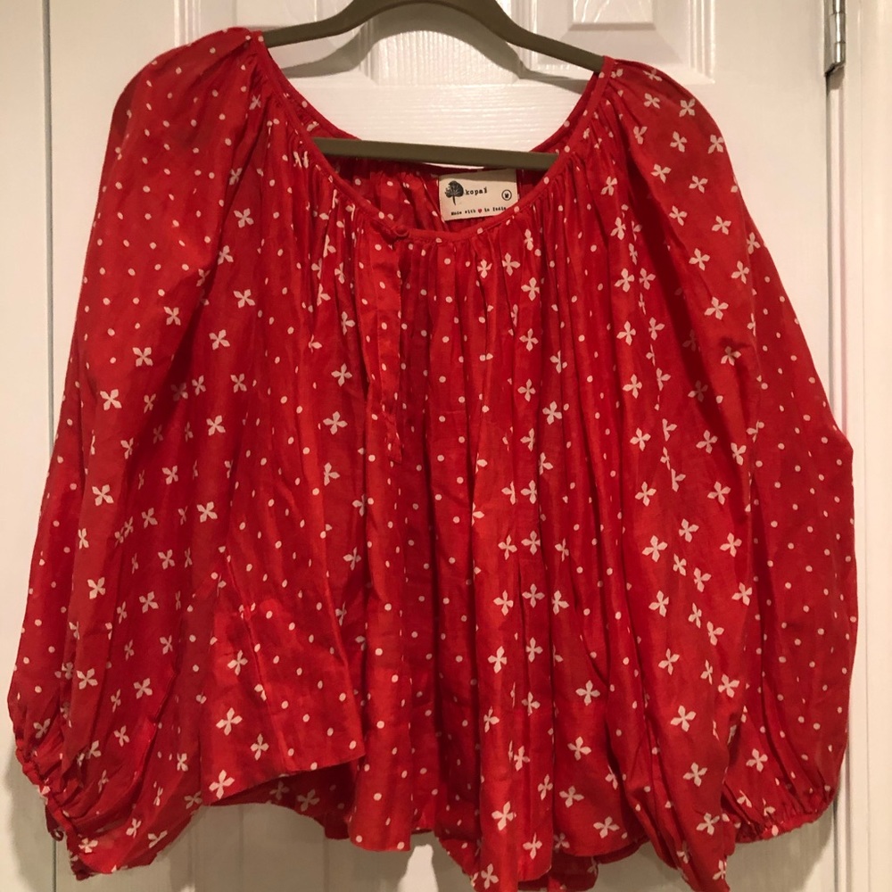 Anthropologie crop cotton blouse
